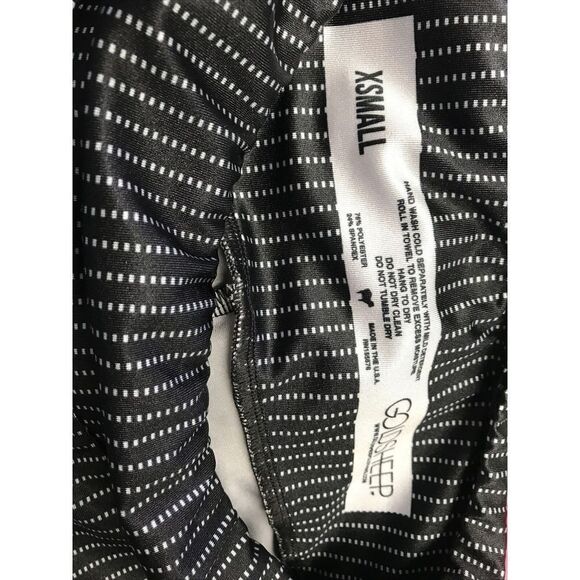 Goldsheep Women Black Striped Crop High Waist Leggings XS Rainbow  Stretch USA - Picture 7 of 7